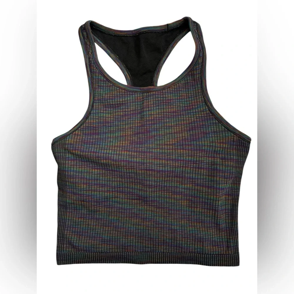Lululemon Ebb to Street Racerback Multicolour Crop Tank Top in Rainbow Multi